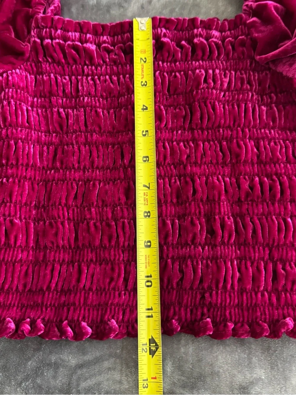 Anthropologie Velvet Smocked Puff Sleeve Peasant Top Deep Berry Women's Small
